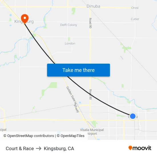 Court & Race to Kingsburg, CA map