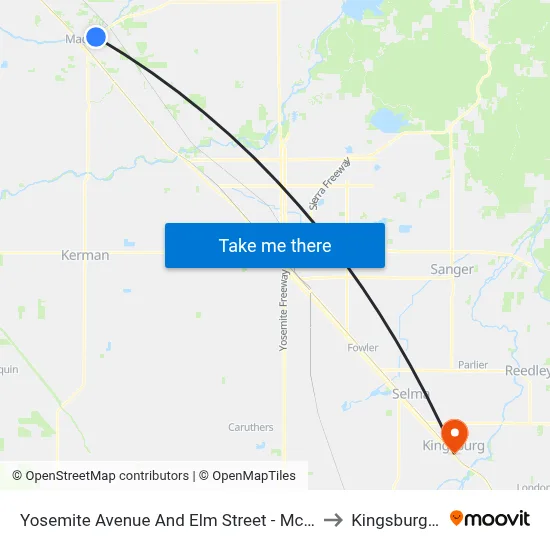Yosemite Avenue And Elm Street - Mcdonald's to Kingsburg, CA map