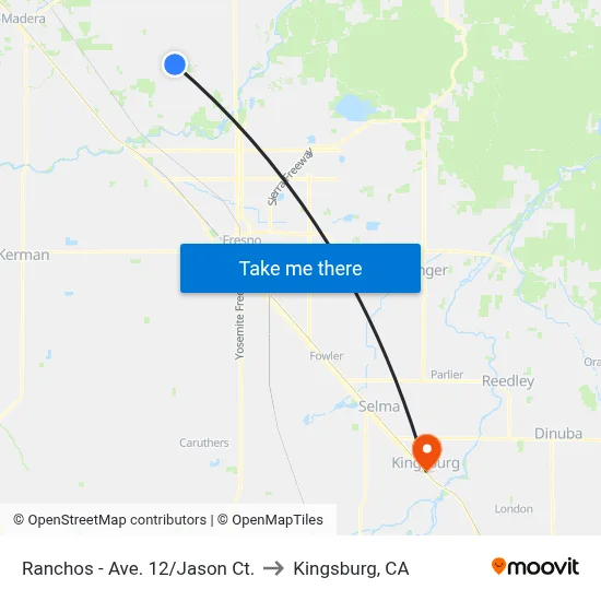 Ranchos - Ave. 12/Jason Ct. to Kingsburg, CA map