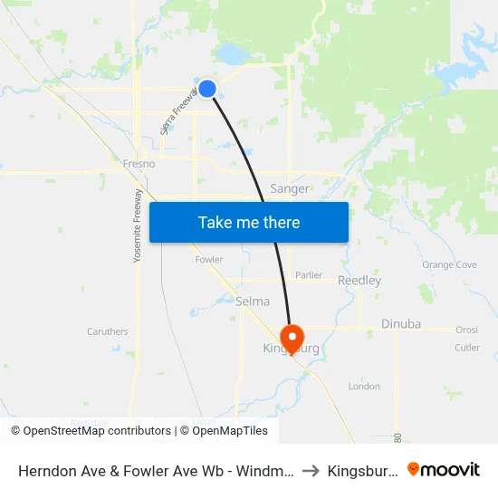Herndon Ave & Fowler Ave Wb - Windmill Marketplace to Kingsburg, CA map