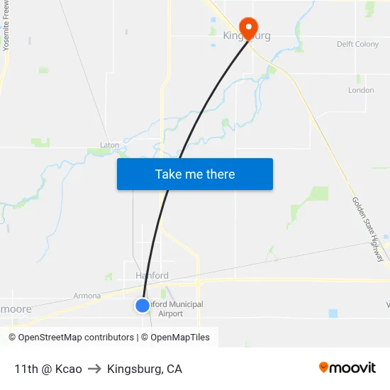 11th @ Kcao to Kingsburg, CA map