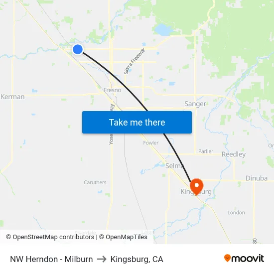 NW Herndon - Milburn to Kingsburg, CA map