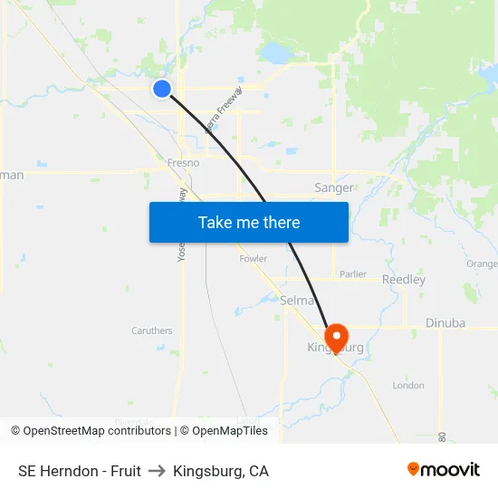 SE Herndon - Fruit to Kingsburg, CA map