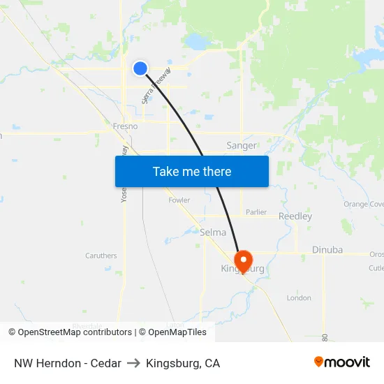 NW Herndon - Cedar to Kingsburg, CA map