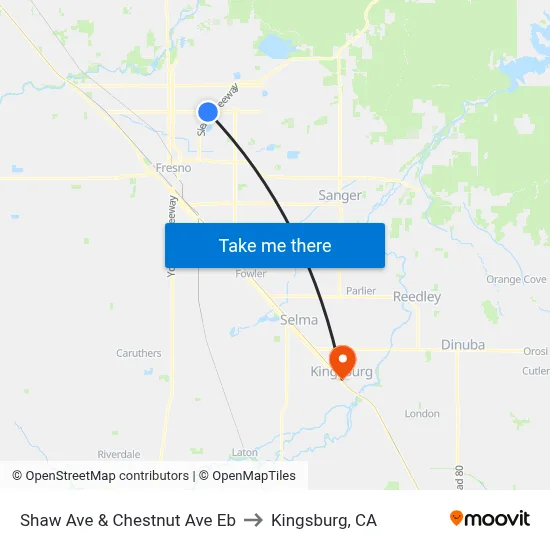 Shaw Ave & Chestnut Ave Eb to Kingsburg, CA map