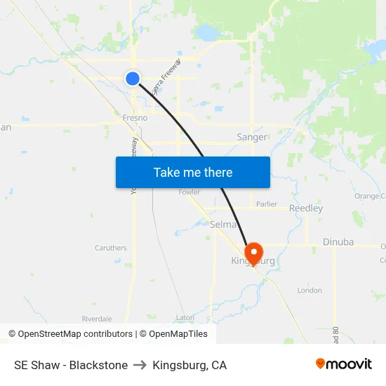 SE Shaw - Blackstone to Kingsburg, CA map