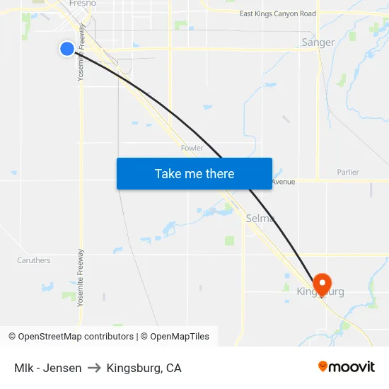 Mlk - Jensen to Kingsburg, CA map