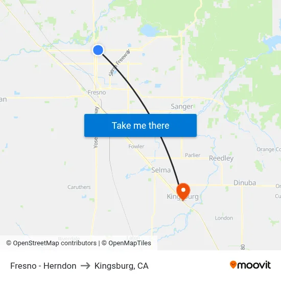 Fresno - Herndon to Kingsburg, CA map