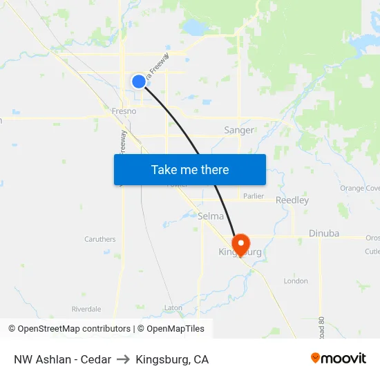 NW Ashlan - Cedar to Kingsburg, CA map