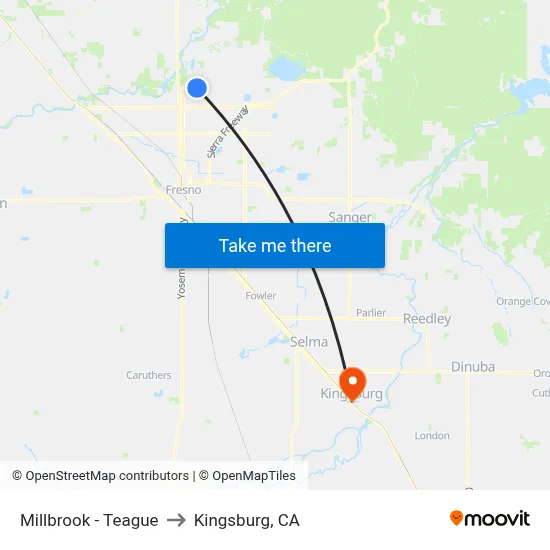 Millbrook - Teague to Kingsburg, CA map