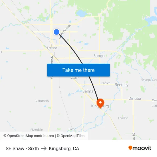 SE Shaw - Sixth to Kingsburg, CA map