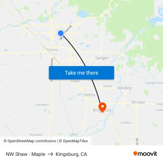 NW Shaw - Maple to Kingsburg, CA map