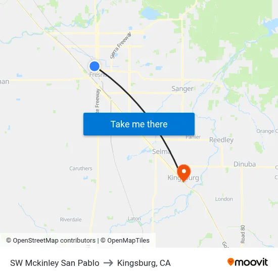 SW Mckinley  San Pablo to Kingsburg, CA map
