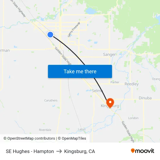 SE Hughes - Hampton to Kingsburg, CA map