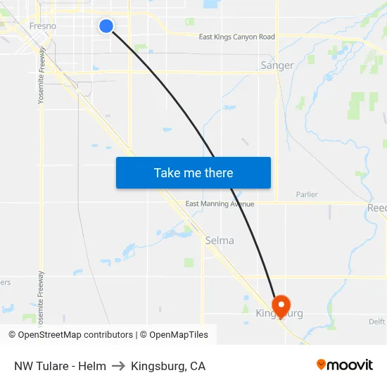 NW Tulare - Helm to Kingsburg, CA map