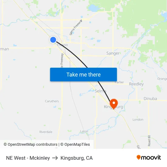 NE West - Mckinley to Kingsburg, CA map
