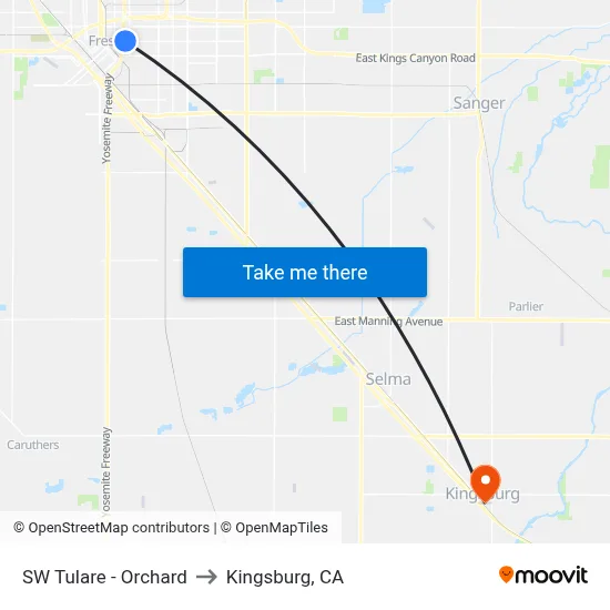 SW Tulare - Orchard to Kingsburg, CA map