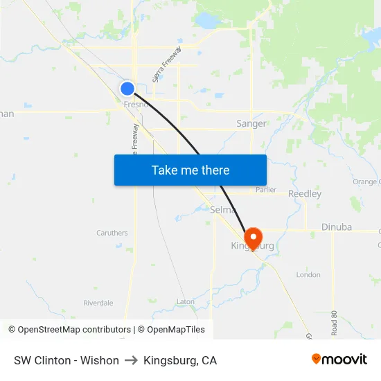 SW Clinton - Wishon to Kingsburg, CA map