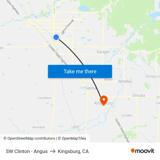 SW Clinton - Angus to Kingsburg, CA map