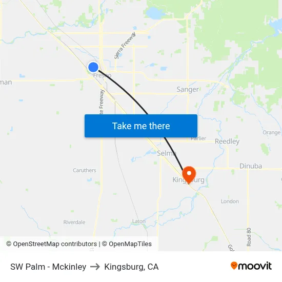 SW Palm - Mckinley to Kingsburg, CA map