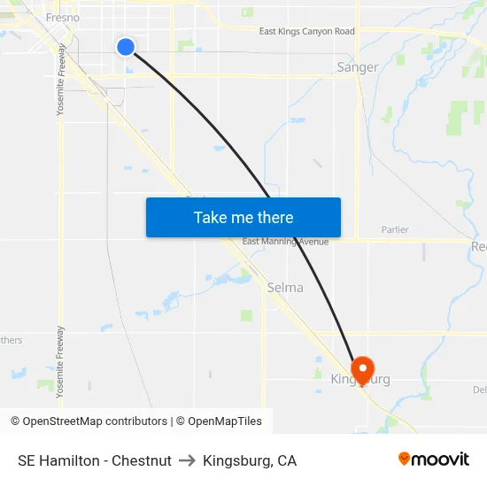 SE Hamilton - Chestnut to Kingsburg, CA map