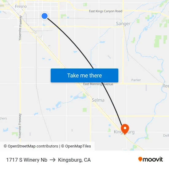 1717 S Winery Nb to Kingsburg, CA map