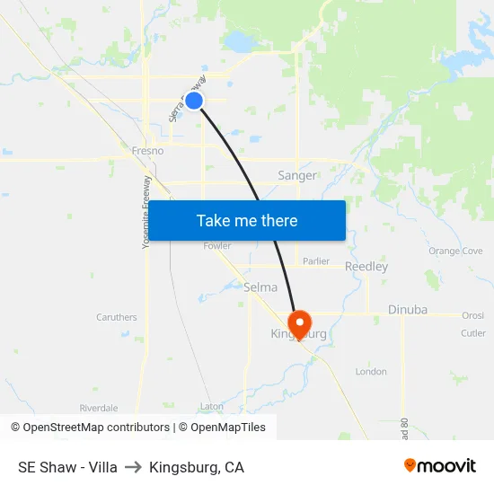 SE Shaw - Villa to Kingsburg, CA map