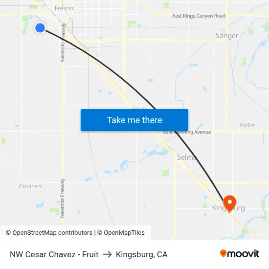 NW Cesar Chavez - Fruit to Kingsburg, CA map