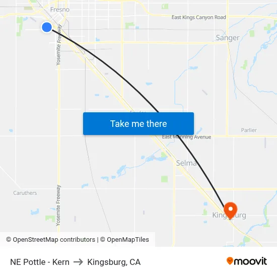 NE Pottle - Kern to Kingsburg, CA map