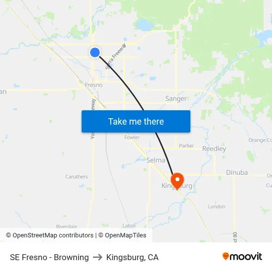 SE Fresno - Browning to Kingsburg, CA map