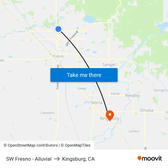 SW Fresno - Alluvial to Kingsburg, CA map