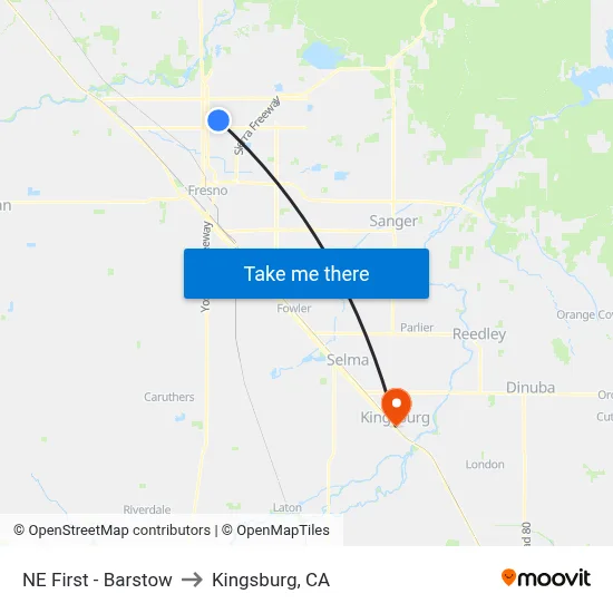 NE First - Barstow to Kingsburg, CA map