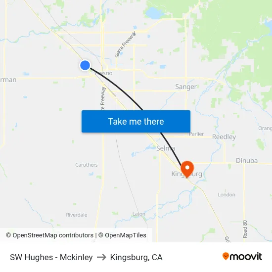 SW Hughes - Mckinley to Kingsburg, CA map