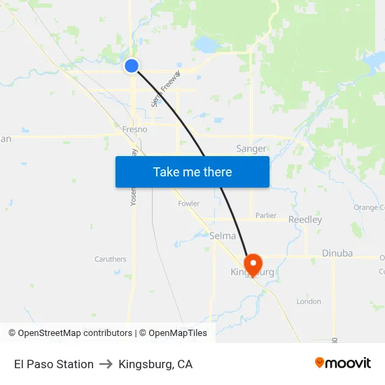 El Paso Station to Kingsburg, CA map