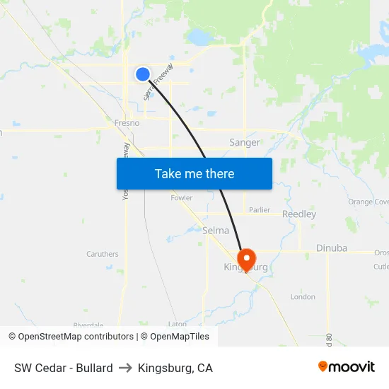 SW Cedar - Bullard to Kingsburg, CA map