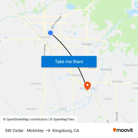 SW Cedar - Mckinley to Kingsburg, CA map