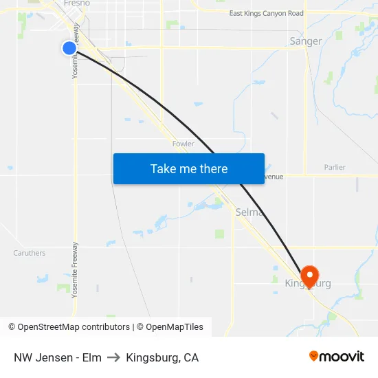 NW Jensen - Elm to Kingsburg, CA map