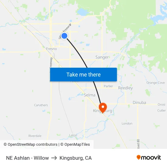 NE Ashlan - Willow to Kingsburg, CA map