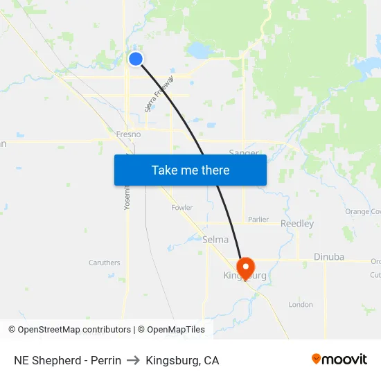 NE Shepherd - Perrin to Kingsburg, CA map