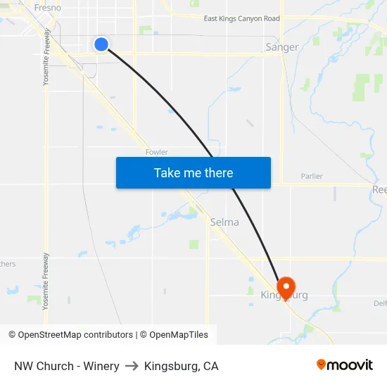 NW Church - Winery to Kingsburg, CA map