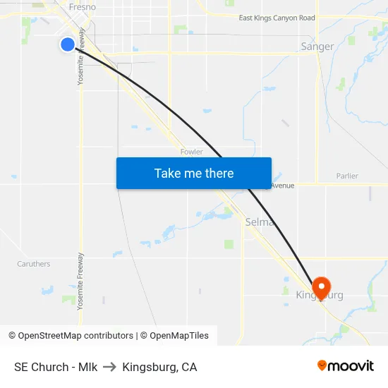 SE Church - Mlk to Kingsburg, CA map
