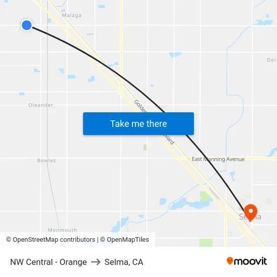 NW Central - Orange to Selma, CA map