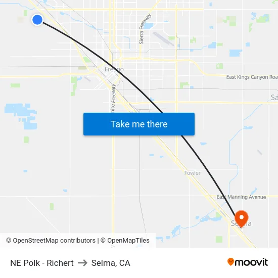 NE Polk - Richert to Selma, CA map