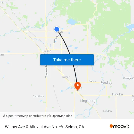 Willow Ave & Alluvial Ave Nb to Selma, CA map