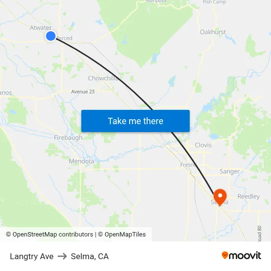 Langtry Ave to Selma, CA map