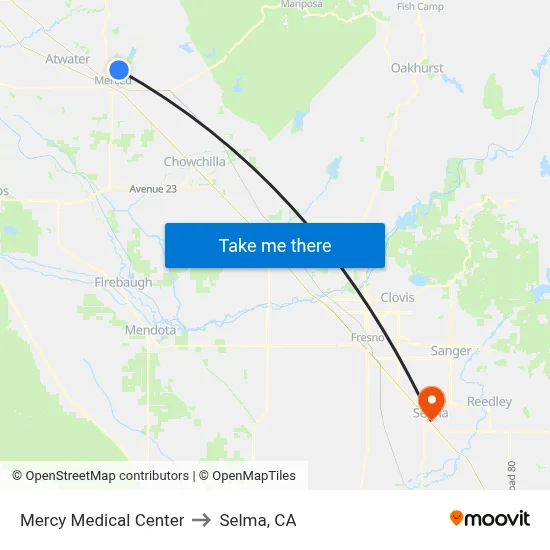 Mercy Medical Center to Selma, CA map