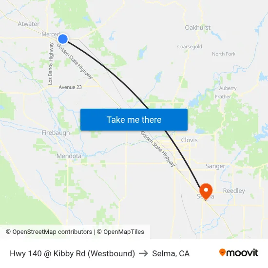 Hwy 140 @ Kibby Rd (Westbound) to Selma, CA map