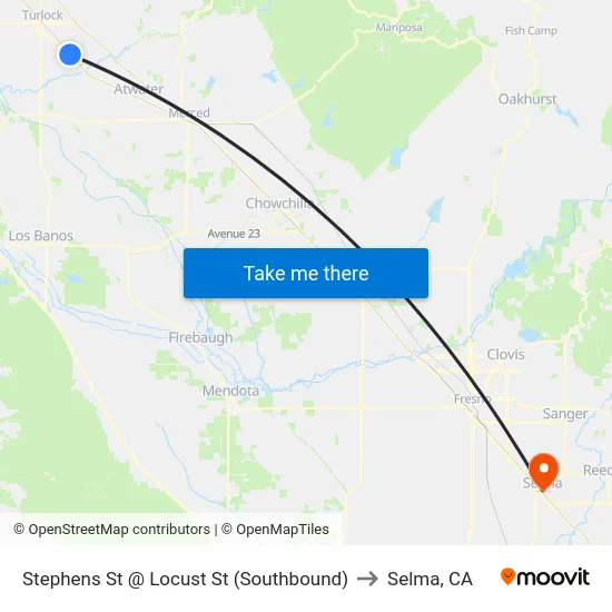 Stephens St @ Locust St (Southbound) to Selma, CA map