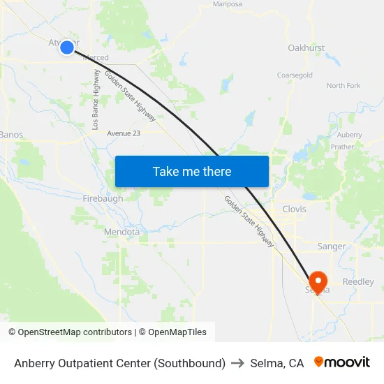 Anberry Outpatient Center (Southbound) to Selma, CA map