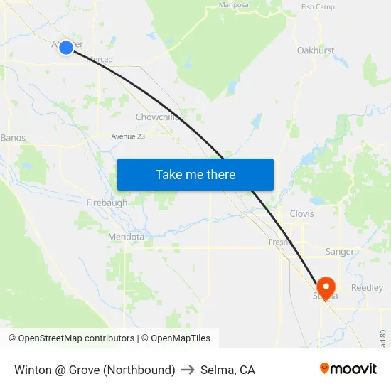 Winton @ Grove (Northbound) to Selma, CA map